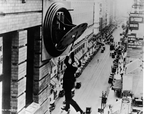 harold lloyd placing from clock in 'security last'