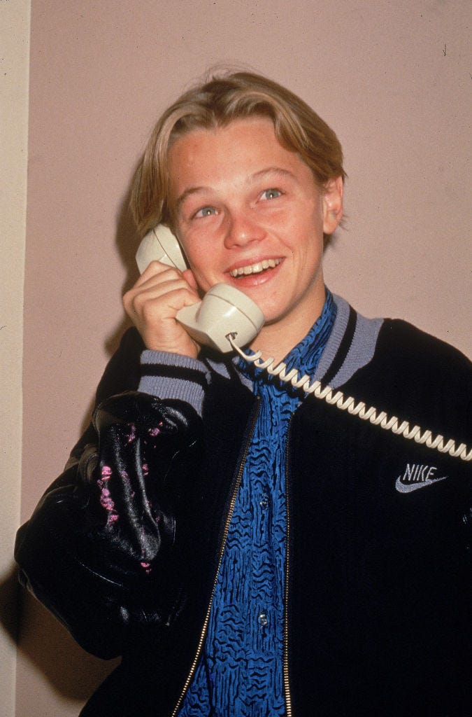 Leonardo DiCaprio Talks On Telephone, c. 1989.