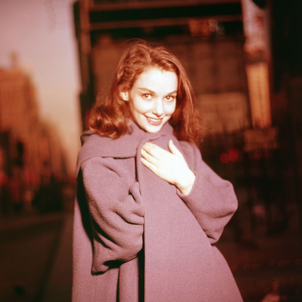 american actor susan strasberg 1938 1999 stands outside in a winter coat, c 1960 photo by hulton archivegetty images