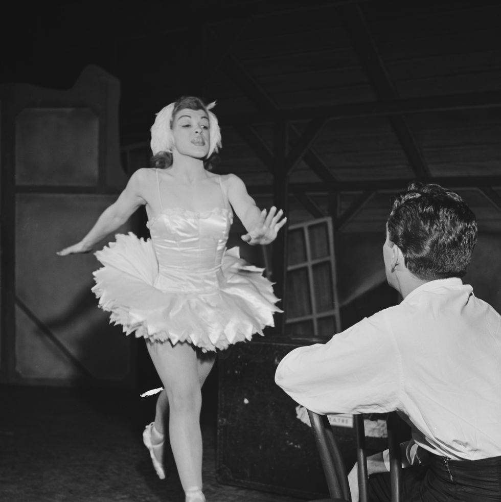 american actress, dancer and comedian nancy walker (1922 1992) with american actor, singer and dancer harold lang (1920 1985) in the stage production 'look, ma, i'm dancin'!' at the adelphi theatre in new york city, new york, 1948. walker played 'lily malloy' and lang played 'eddie winkler' in the musical by robert e lee and jerome lawrence, with a score by hugh martin. (photo by archive photos/hulton archive/getty images)