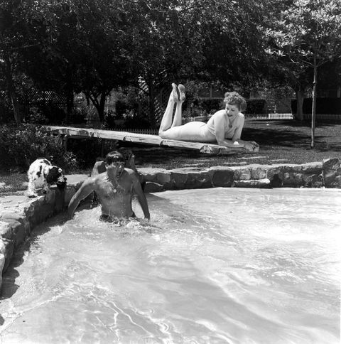lucille and desi in pool