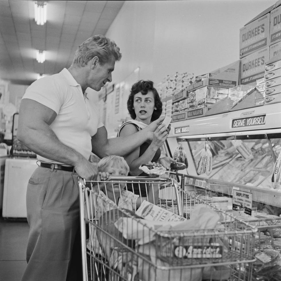 Vintage Grocery Store Interior Produce Fruits Vegetables Shoppers