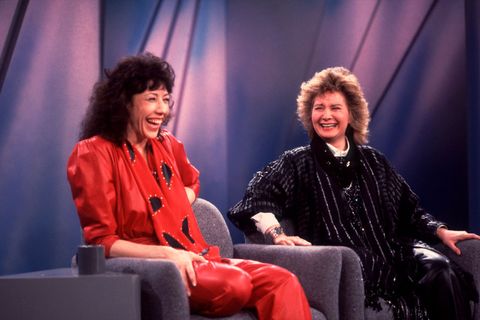 Lily Tomlin and Jane Wagner on the Oprah Winfrey Show in 1986.