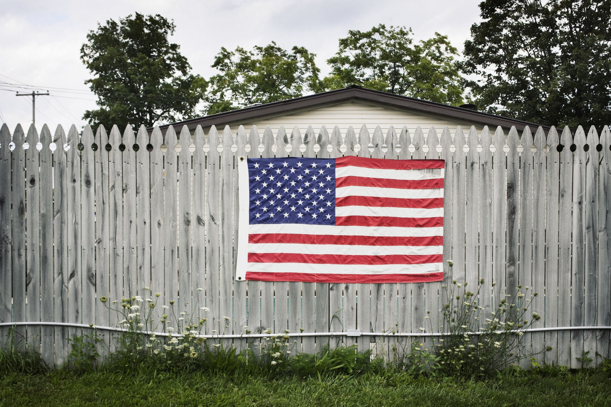 American Flag on Fence