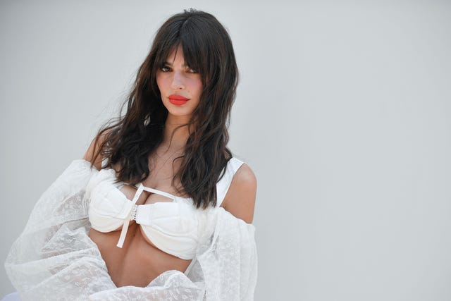 Emily Ratajkowski Wears White Bra Top and Mini Tutu at Jacquemus