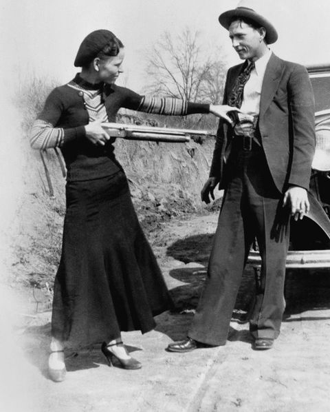 Bonnie and Clyde Posing with Shotgun, 1932