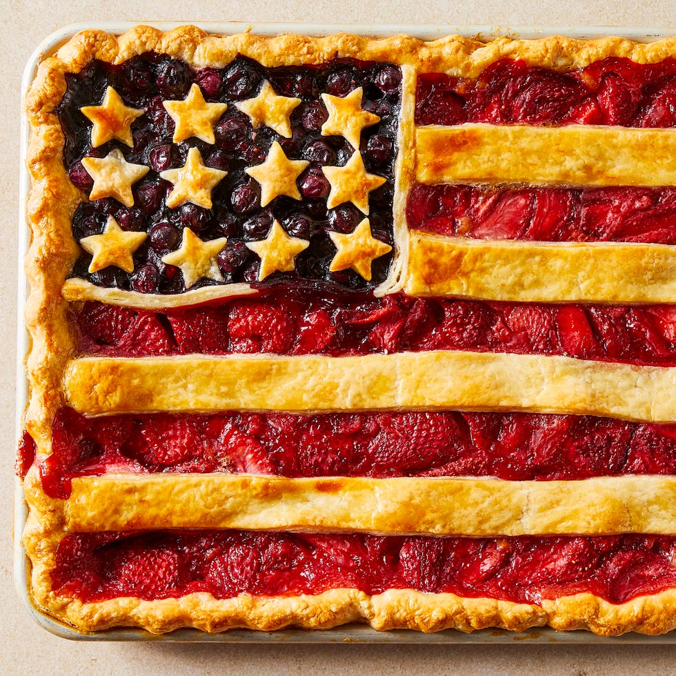 strawberries and blueberries with pie crust stars and stripes