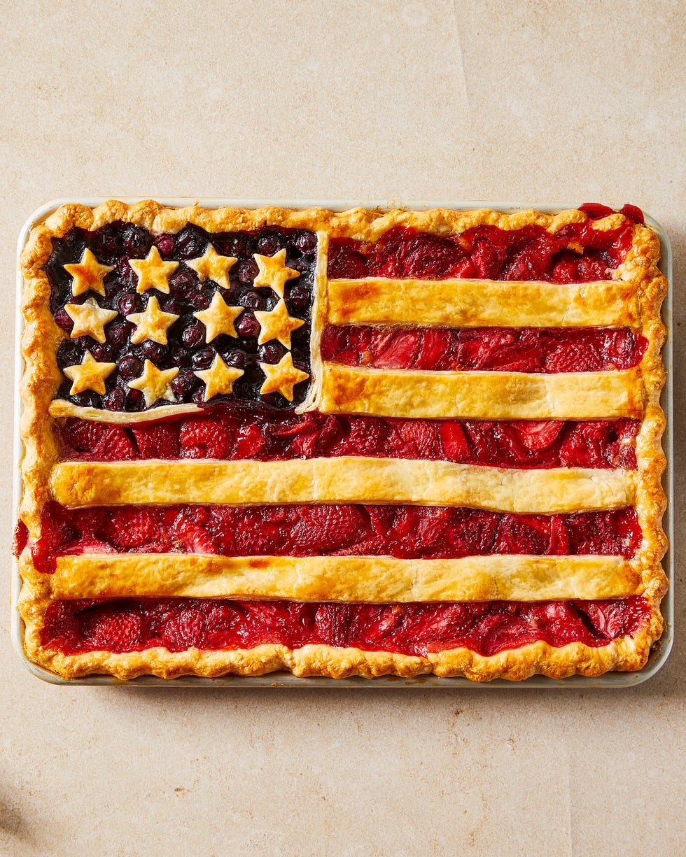 strawberries and blueberries with pie crust stars and stripes