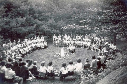 American Summer camp in 1935 for nearly 100 years at Aloha Hive in Fairlee, Vermont have ended their day with a feeling of magic and community in evening circle.