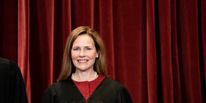 washington, dc   april 23 associate justice amy coney barrett stands during a group photo of the justices at the supreme court in washington, dc on april 23, 2021 photo by erin schaff poolgetty images