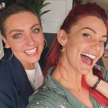 amy dowden and dianne buswell take a seflie together at their slumber party