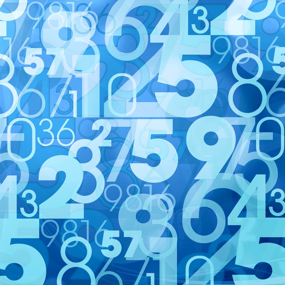 an abstract blue pattern with numbers