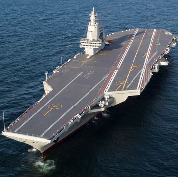 china aircraft carrier fujian on ocean