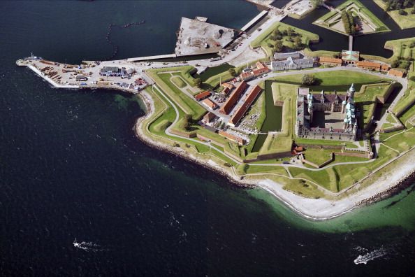 aerial view of  kronborg castle, helsingør