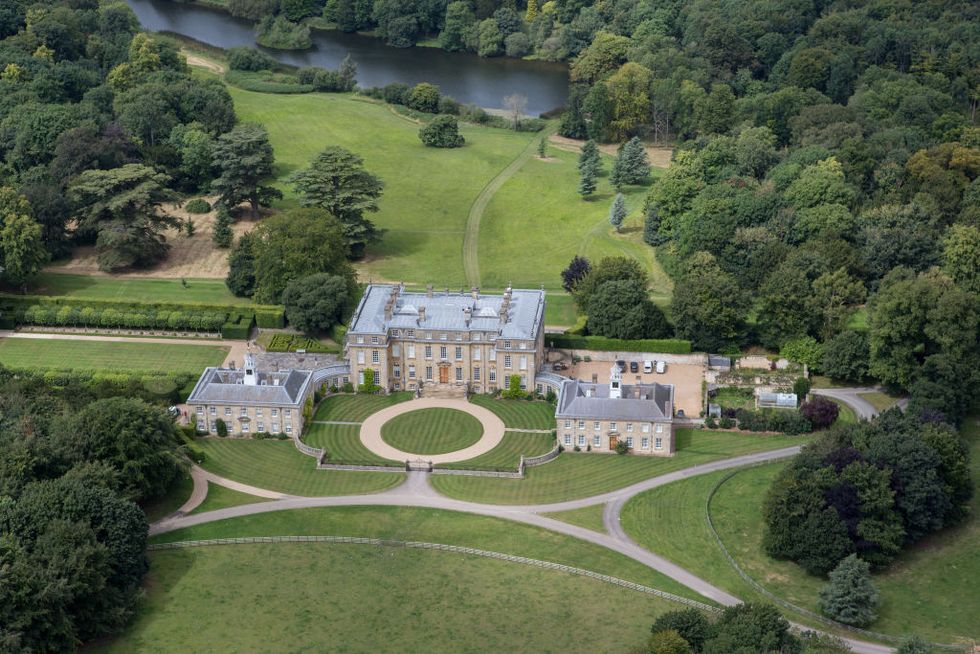 An Aerial view of the country house Ditchley Park Oxfordshire.
