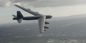 an air force bomber b 52h in flight