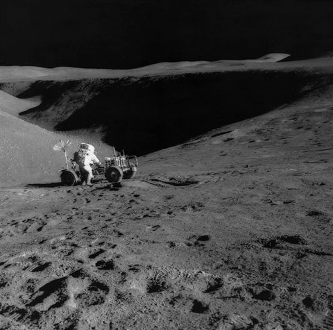 Apollo 15 Astronaut with Lunar Vehicle on Moon