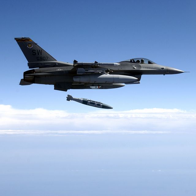f 16 drops  joint direct attack munition during test mission