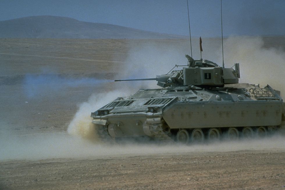bradley fighting vehicle in the desert