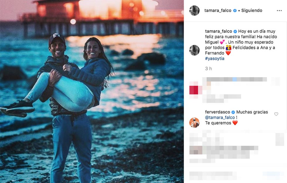 La felicitación de Tamara Falcó a Fernando Verdasco y Ana Boyer.