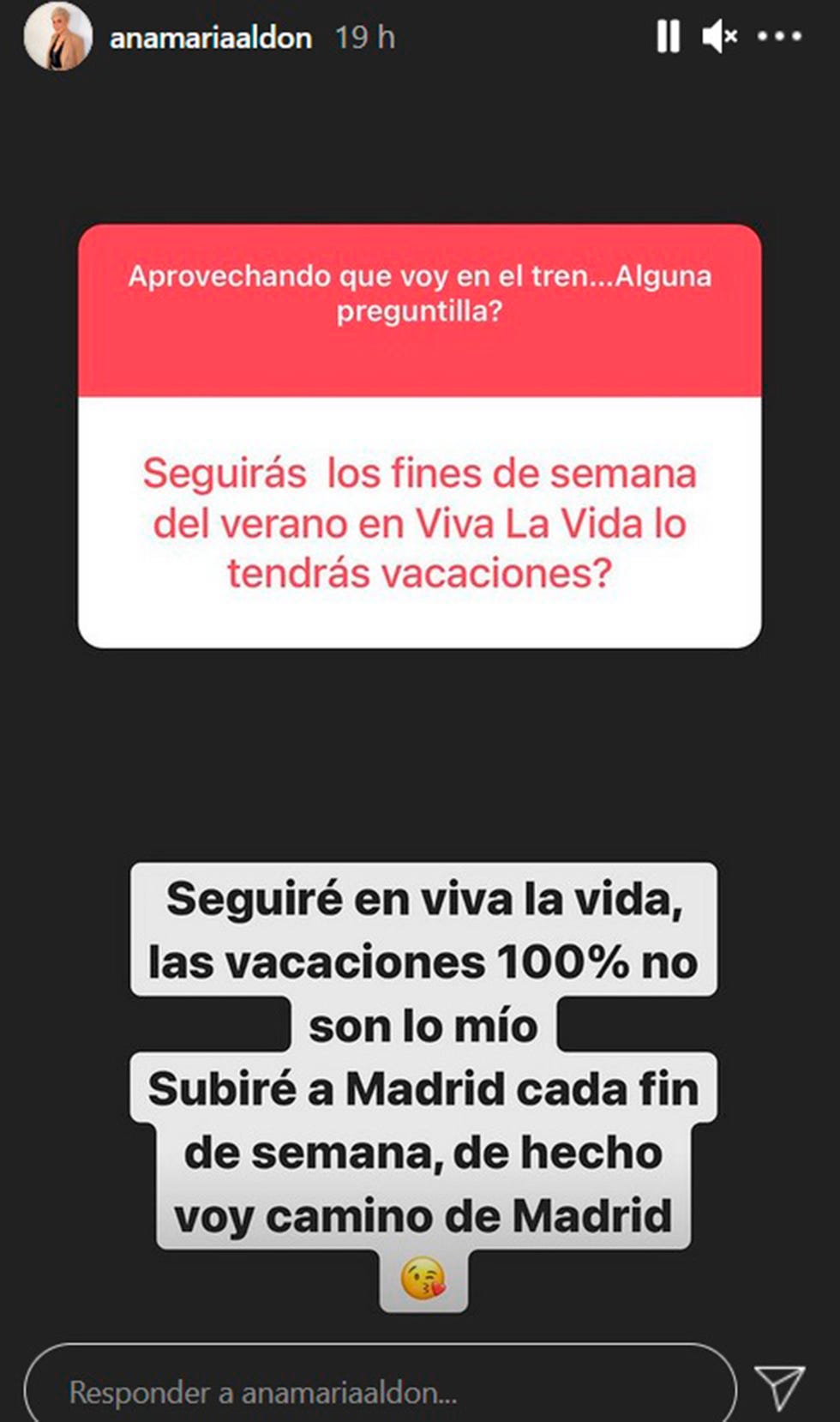 ana maría aldón confiesa que se queda sin vacaciones