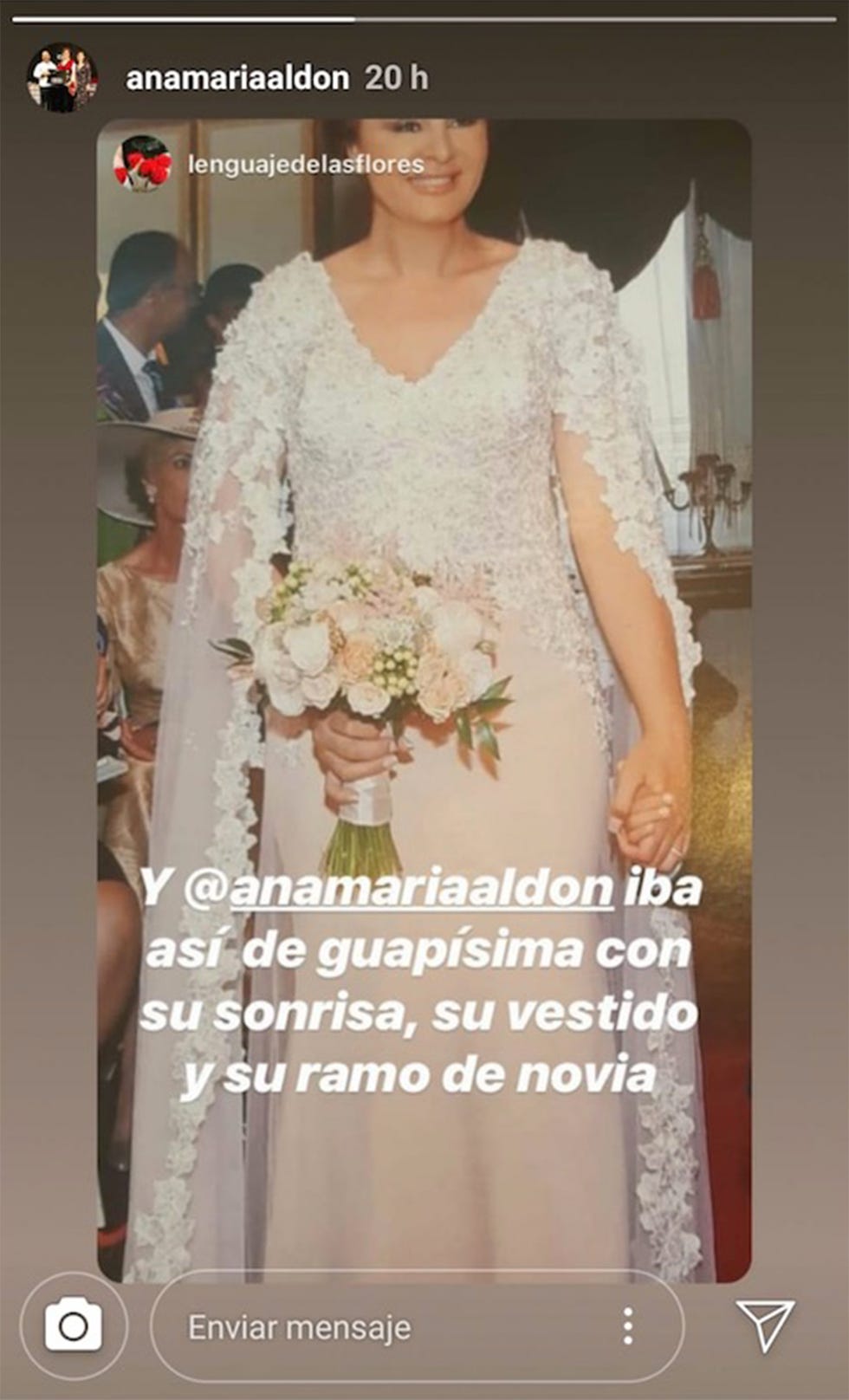 Ana María Aldón con vestido de novia el día de su boda