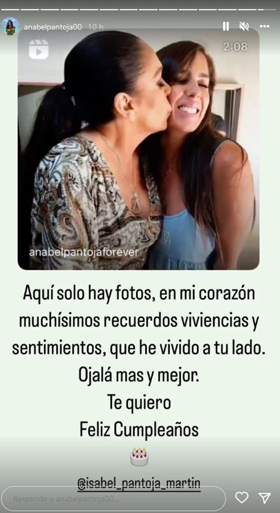 anabel pantoja felicita a su tía isabel pantoja