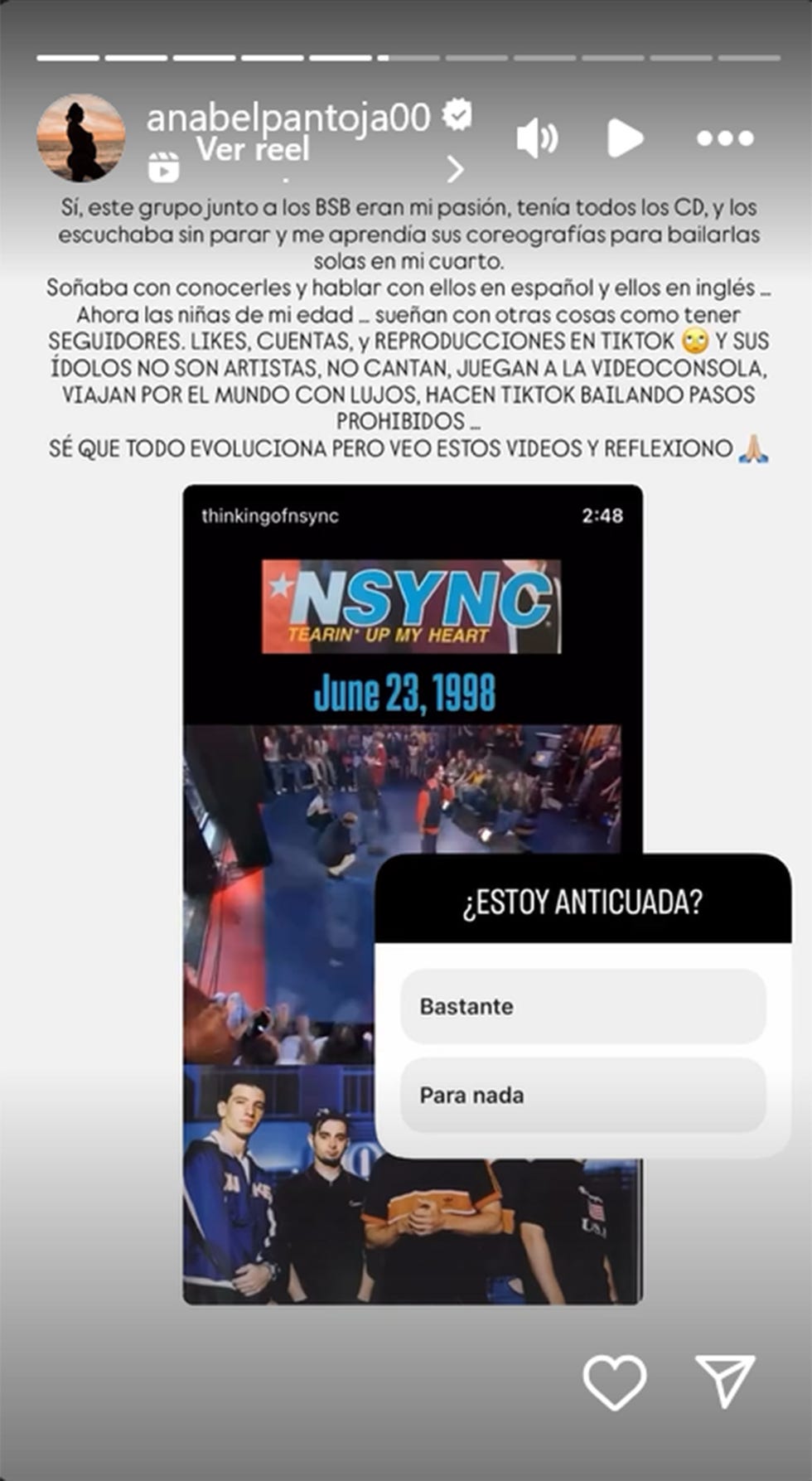 anabel pantoja comparte una reflexion sobre la juventud recordando la suya como fan de nsync
