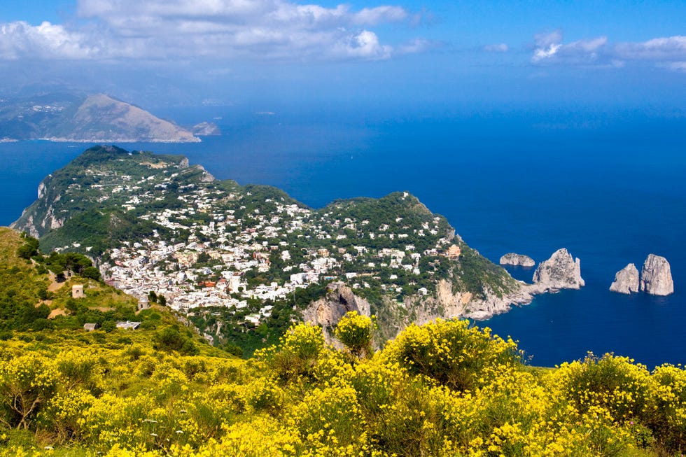 anacapri and faraglioni rocks from monte solaro