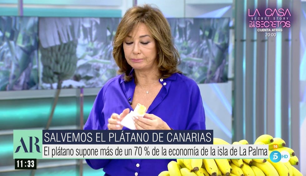 la presentadora de 'el programa de ana rosa' alaba los plátanos de canarias