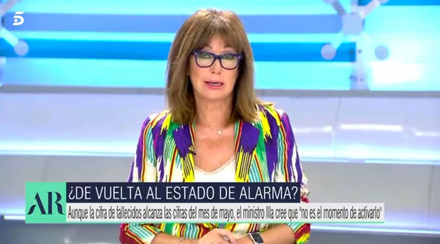 ana rosa quintana se ofrece para ayudar a los médicos durante la pandemia por coronavirus
