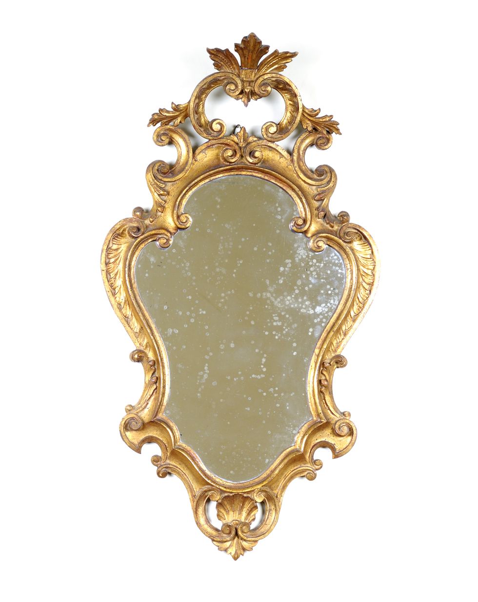 ancient golden mirror isolated