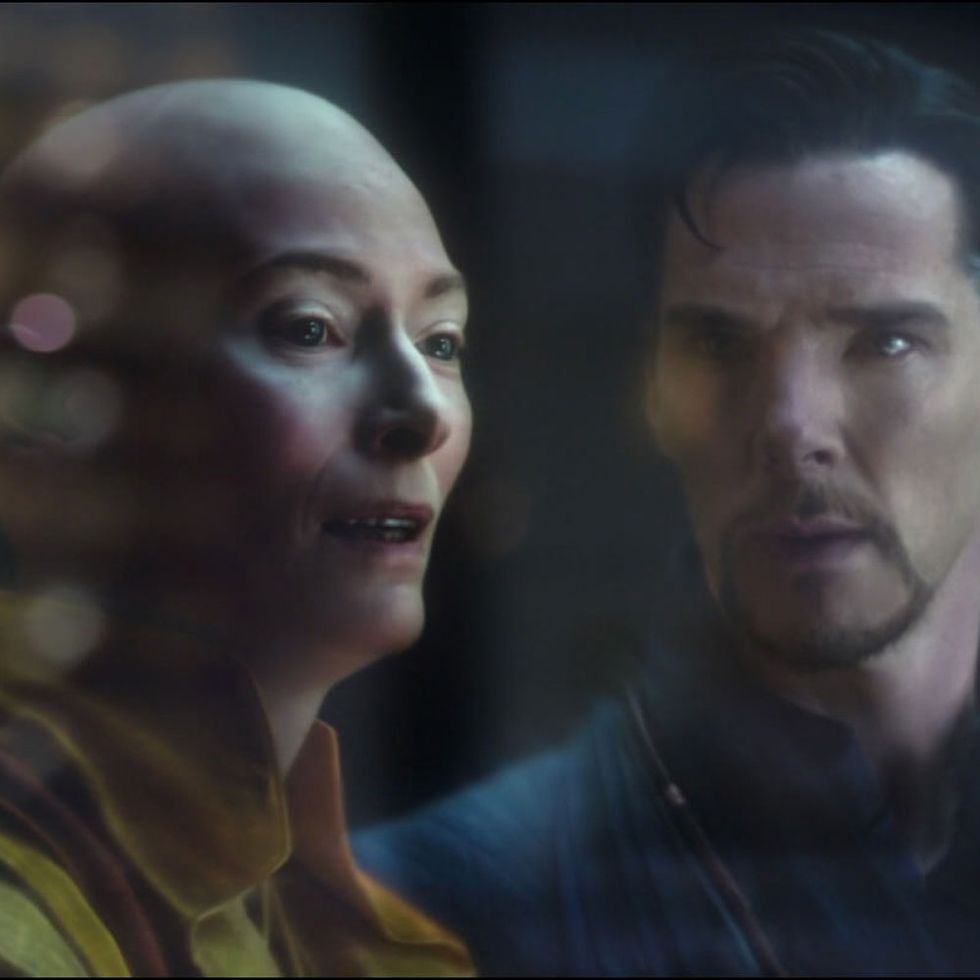 Tilda Swinton and Benedict Cumberbatch as the Ancient One and Doctor Strange