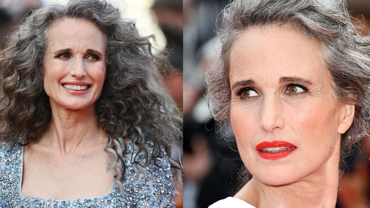 Andie MacDowell Embraces Gray Hair at Cannes Film Festival 2021