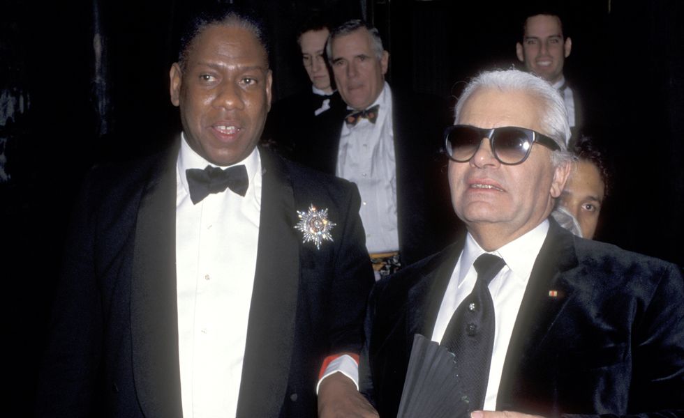 andre leon talley and karl lagerfeld in 1995 ﻿
