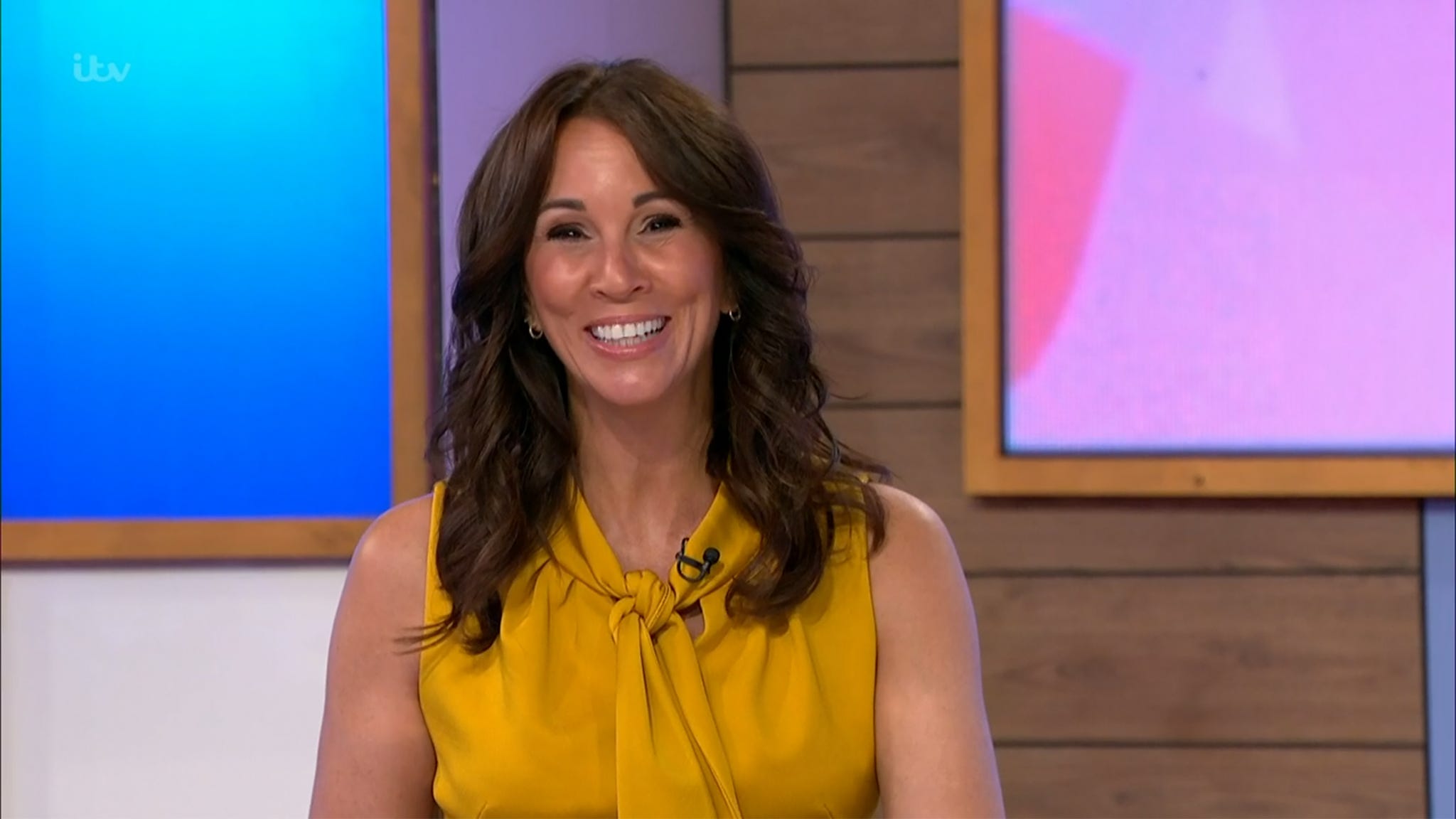 Andrea McLean brightens up the screen in sunshine yellow jumpsuit