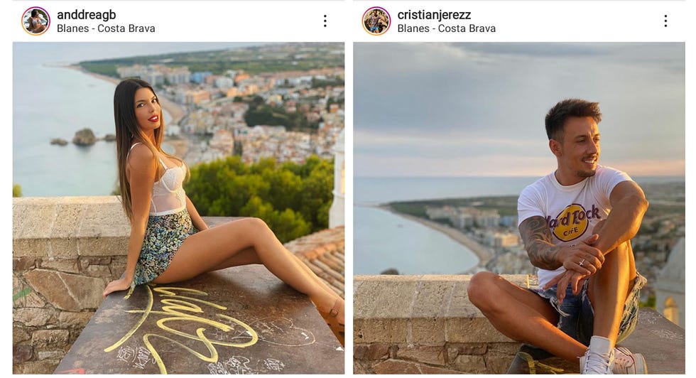 andrea y cristian jerez posando en el mismo lugar en el mismo día