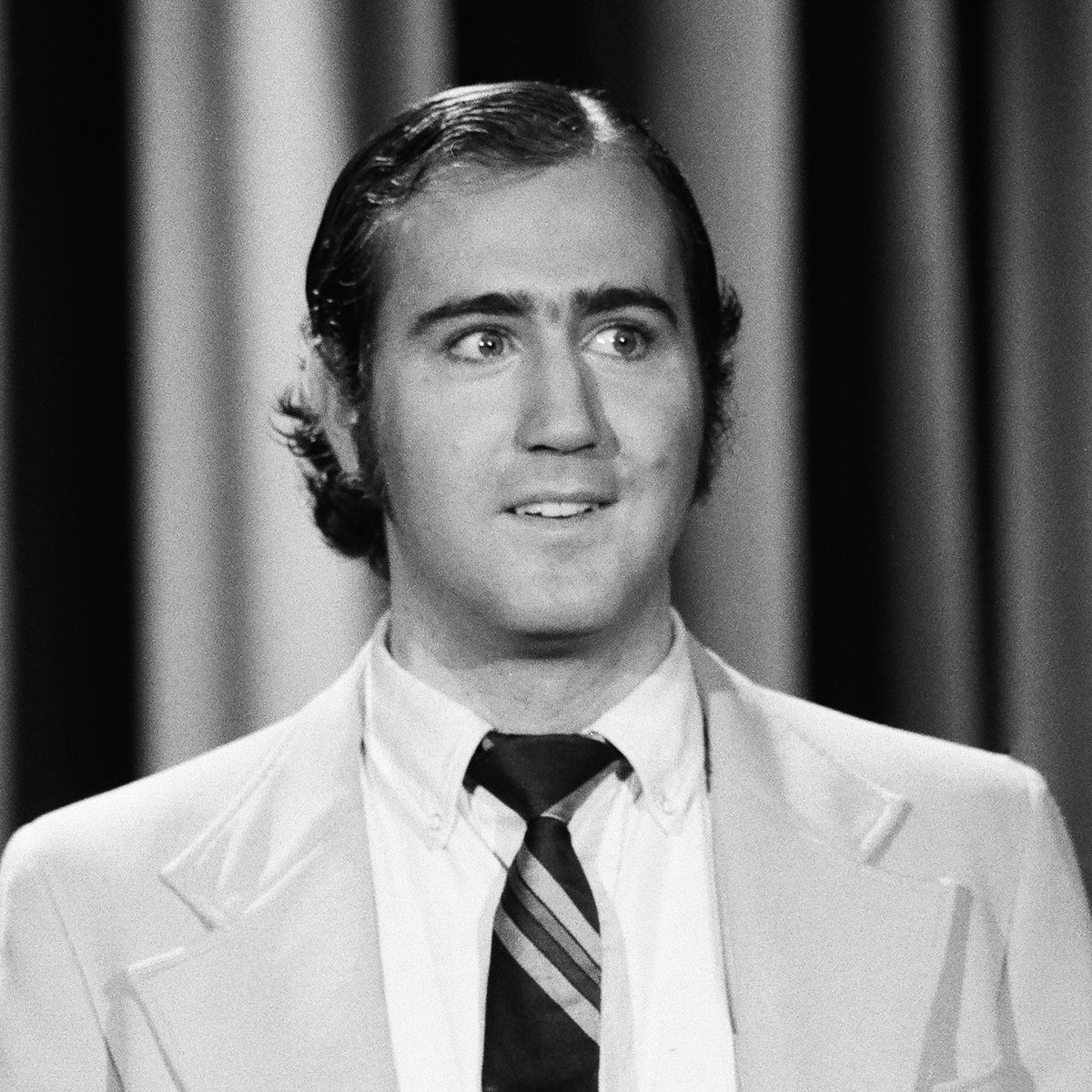 The Tonight Show Starring Johnny Carson - Season 15 THE TONIGHT SHOW STARRING JOHNNY CARSON -- Pictured: (l-t) Comedian Andy Kaufman performs on January 21, 1977 -- (Photo by: Fred Sabine/NBCU Photo Bank/NBCUniversal via Getty Images via Getty Images)