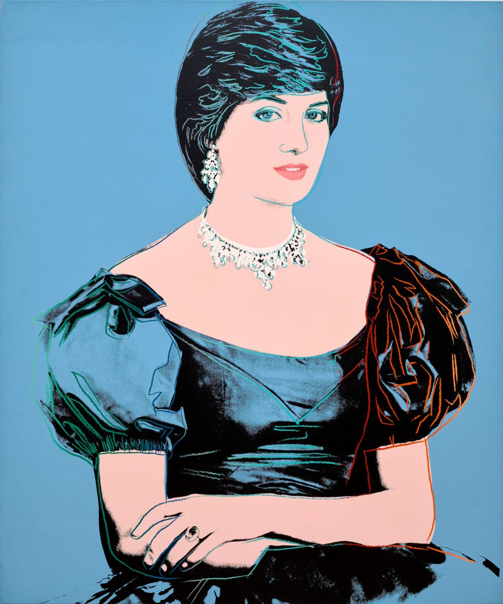 andy warhol, ﻿portrait of princess diana, serigrafia, diana blu, pop art