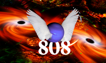 the number 808 under a winged planet