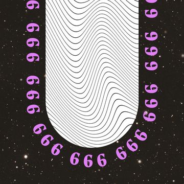 the number 666 repeats itself around a swirly oval
