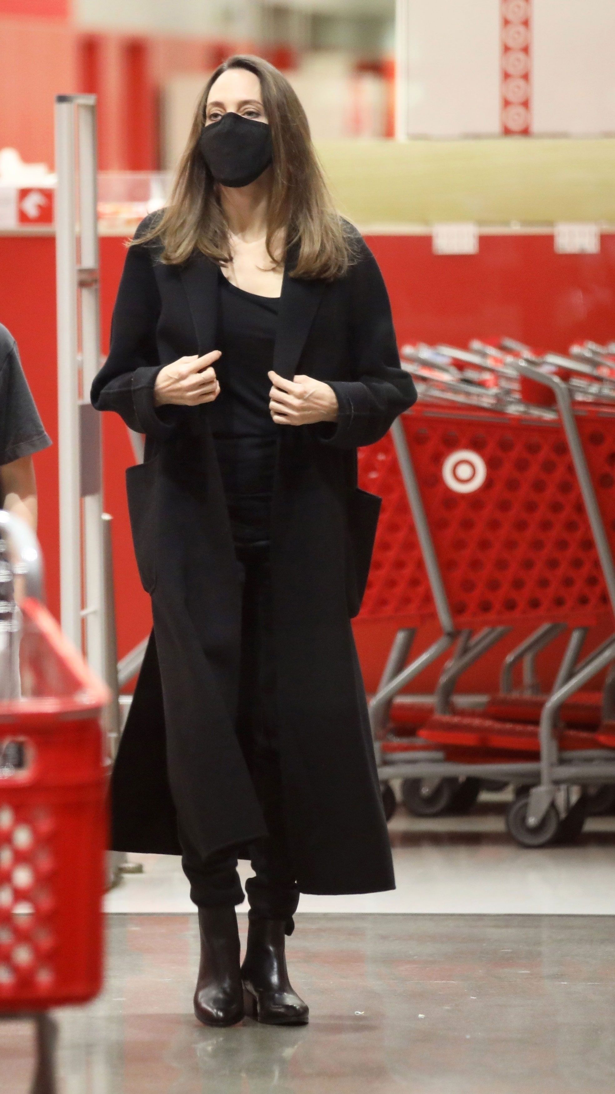 Angelina Jolie Black Long Trench Coat