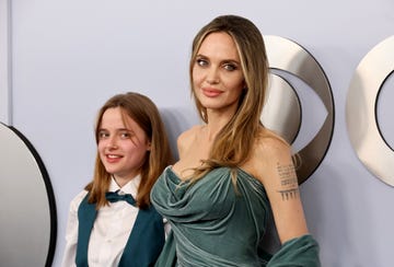 new york, new york june 16 l r vivienne jolie pitt and angelina jolie attend the 77th annual tony awards at david h koch theater at lincoln center on june 16, 2024 in new york city photo by dia dipasupilgetty images