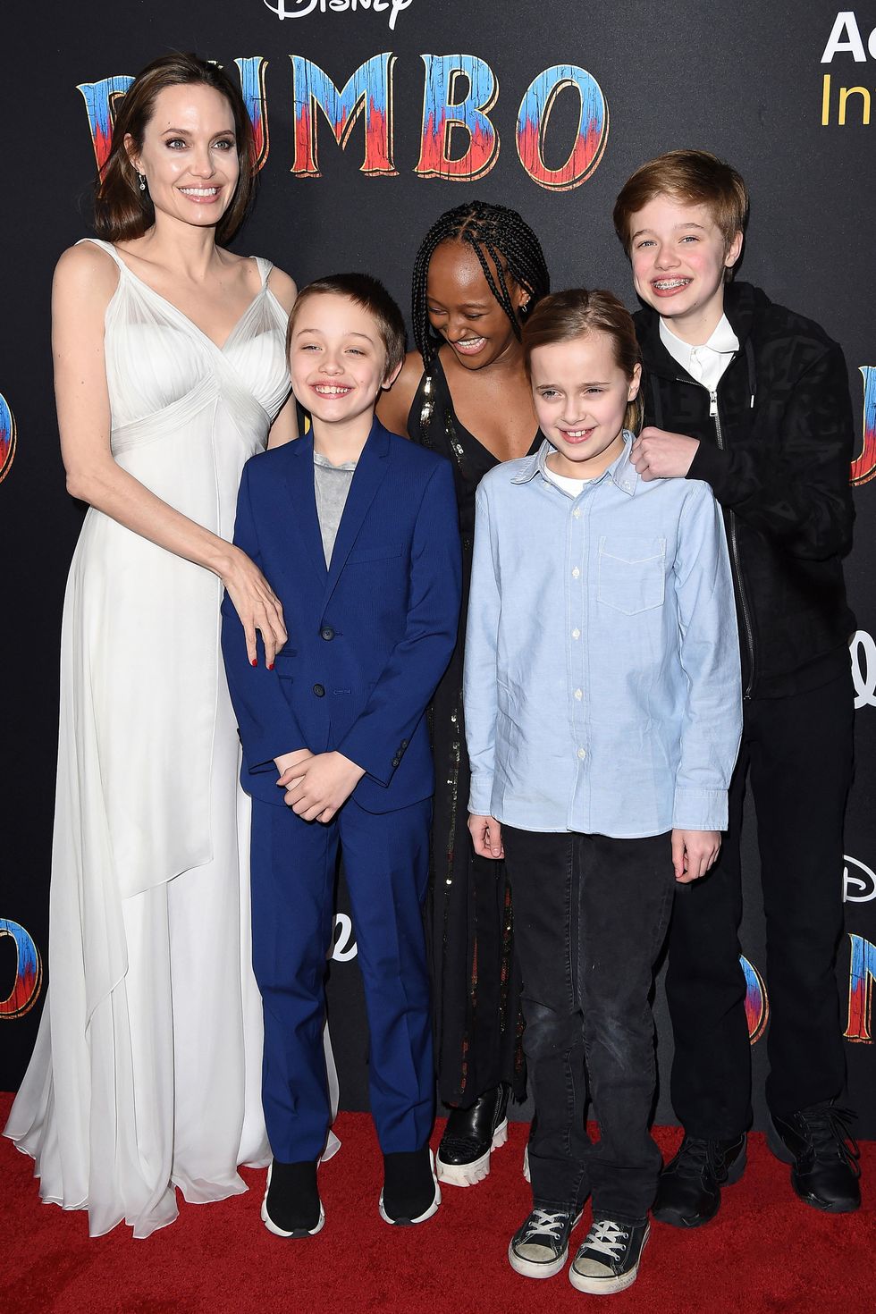Angelina Jolie and children at the Dumbo premiere