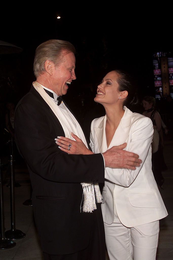 jon voight with daughter angelina jolie arrive at the vanity fair oscar party following the 73rd annual academy awards at mortons in los angeles, ca 03252001 photo evan agostini getty images