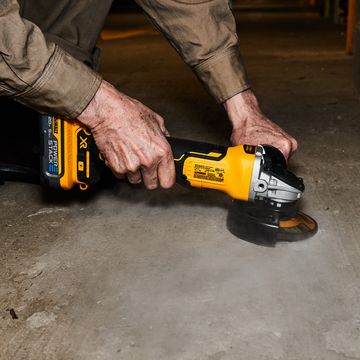 angle grinder in use