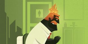 angry constipation man on fire