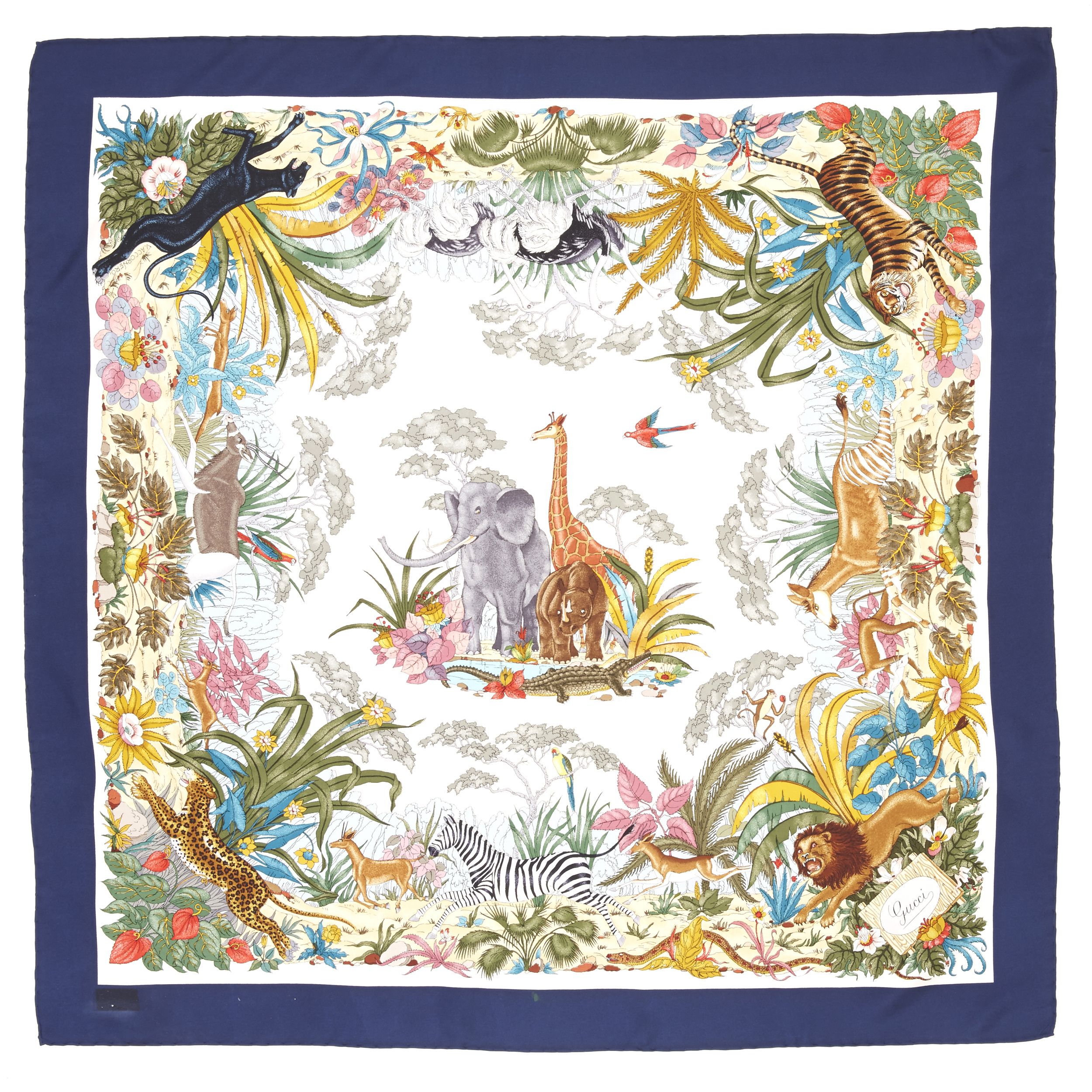 Gucci 　イラストデザイン 　シルクスカーフ グッチがシルクスカーフに新たな芸術性をもたらす「The Art of
