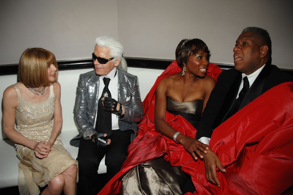 anna wintour, karl lagerfeld, venus williams and andré leon talley attend the nina ricci after party for the met ball on may 5, 2008 in new york cit