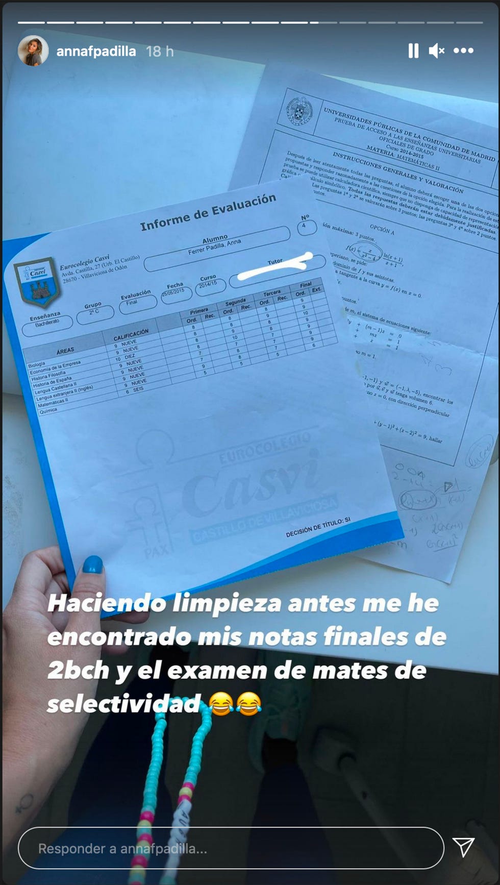 anna ferrer padilla confiesa sus notas del bachillerato